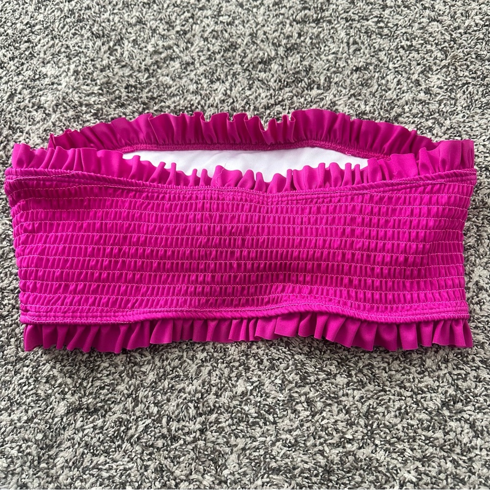 Pink Lily Ruffle Strapless Bikini Bathing Suit Top - Picture 4 of 4